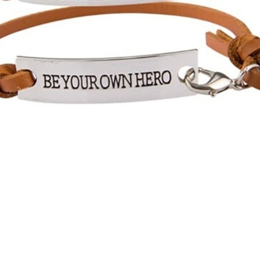 Genuine Leather Sterling Silver Inspo Bracelet